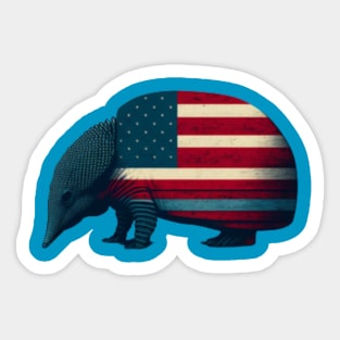 armadillo, symbol of Texas, in the colors of the American flag Sticker